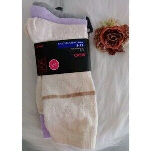 Package of 3 No Boundaries Womens Crew Socks Sz 8-12 Multi-Color NWT